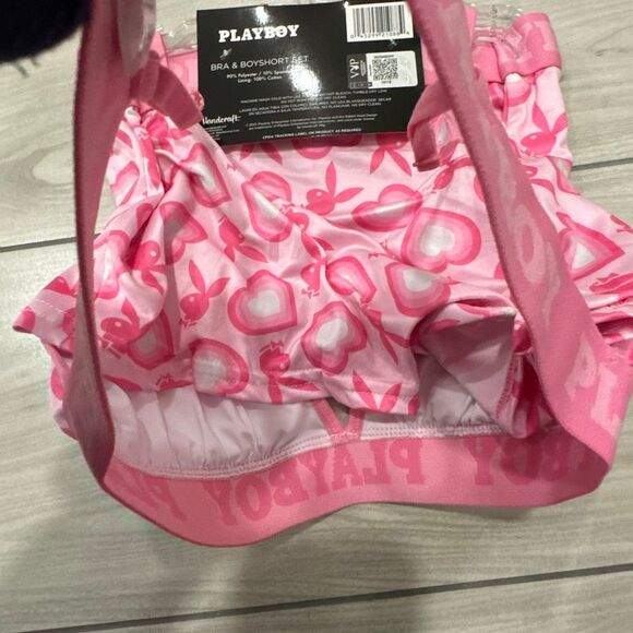 NWT playboy pink and white bra and bottoms set size small brand new. Super cute! - Picture 3 of 4